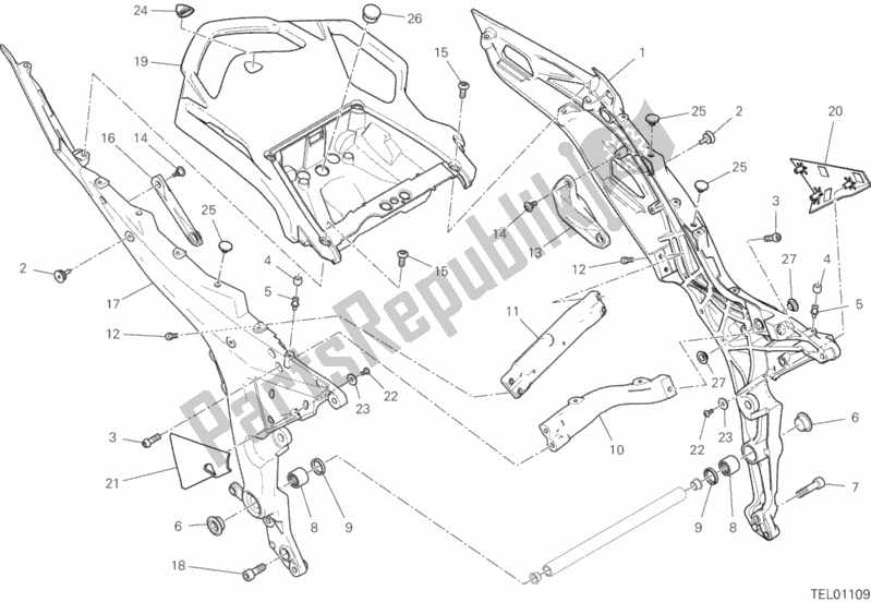 Alle onderdelen voor de Achterframe Comp. Van de Ducati Multistrada 1260 Touring 2020